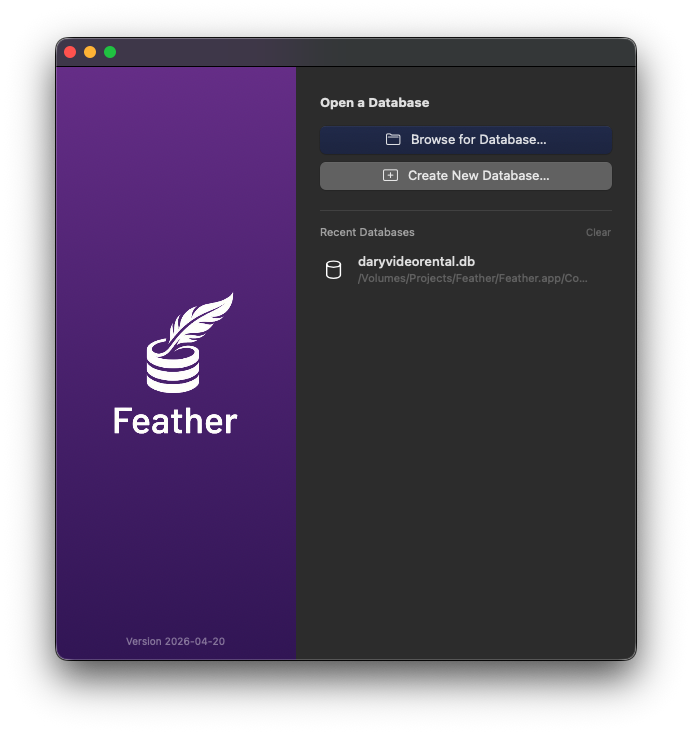 Feather SQLite screenshot